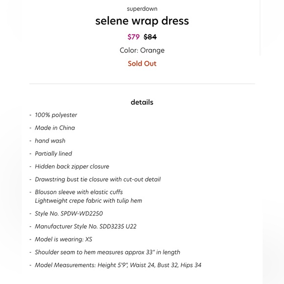 NWT Superdown x Revolve Selene Wrap Dress in Orange - Picture 3 of 7